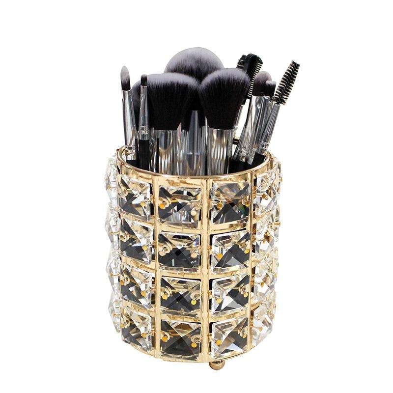 Hot sale crystal pen holder round desktop storage makeup brush holder makeup brush storage pen holde
