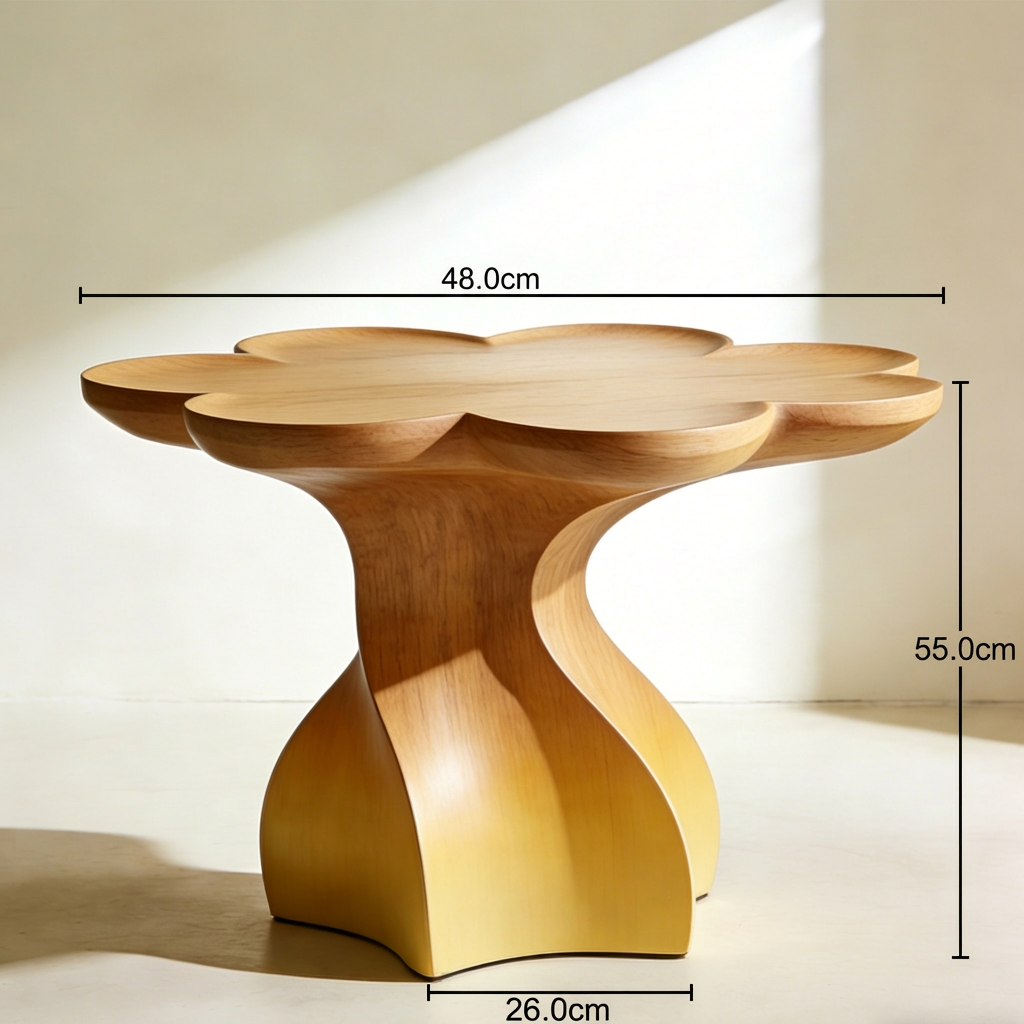 Mesa de centro de madera maciza vista frontal