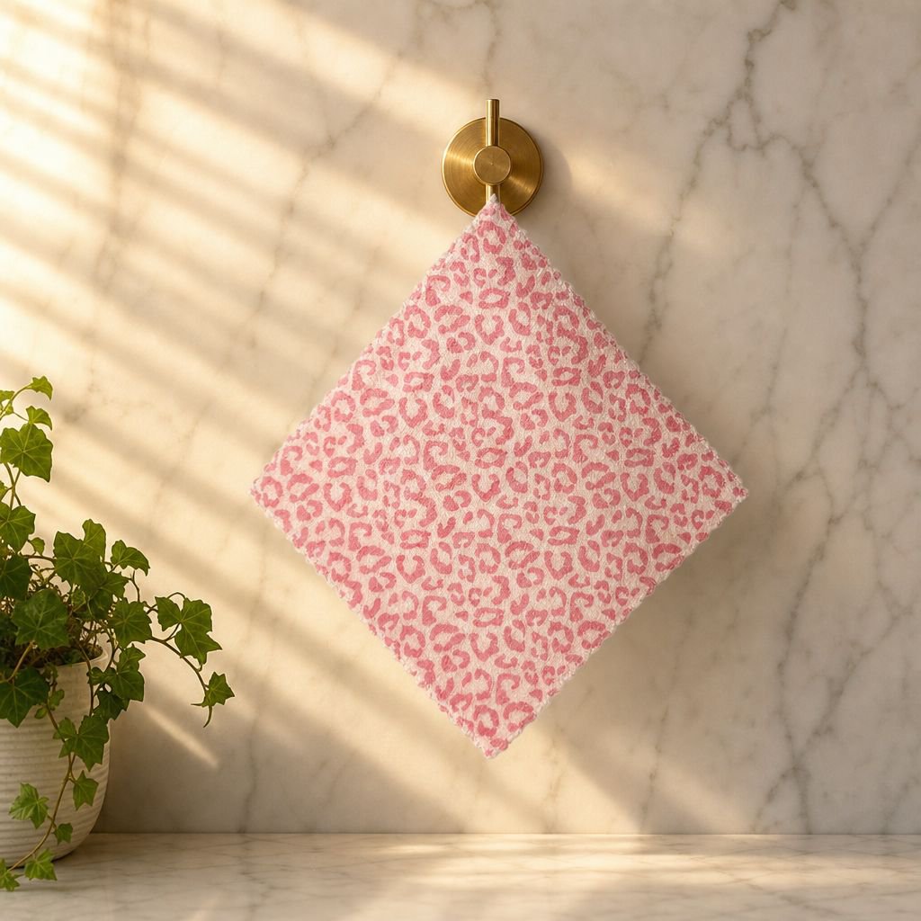 Thick leopard print dishcloth, absorbent and lint-free, for household use, including bathroom hand t
