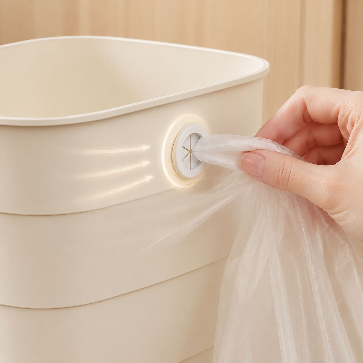 Premium Cream Style Large Capacity Trash Can in living room