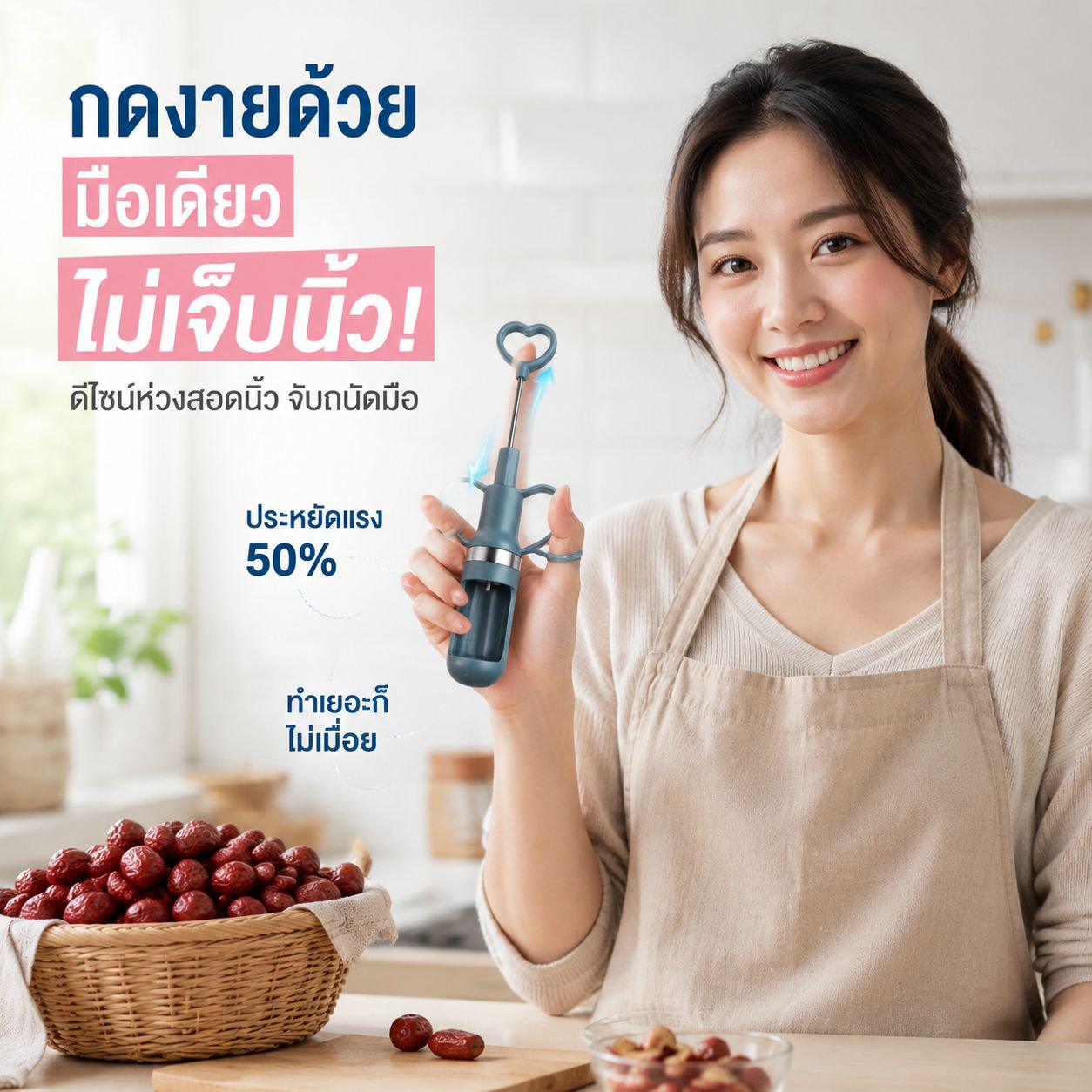 เครื่องเอาเมล็ดอินทผลัม เชอร์รี่ พุทรา ทำจากสแตนเลส ทนทานสำหรับครัวเรือน