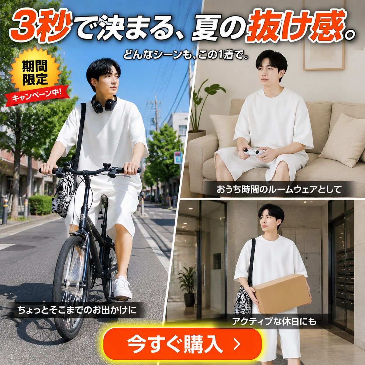 男性用夏のシンプルトレーニングセット