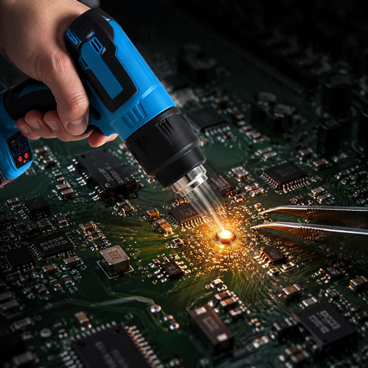Kompaktes Heißluftgebläse ohne Kabel für Reparaturarbeiten
