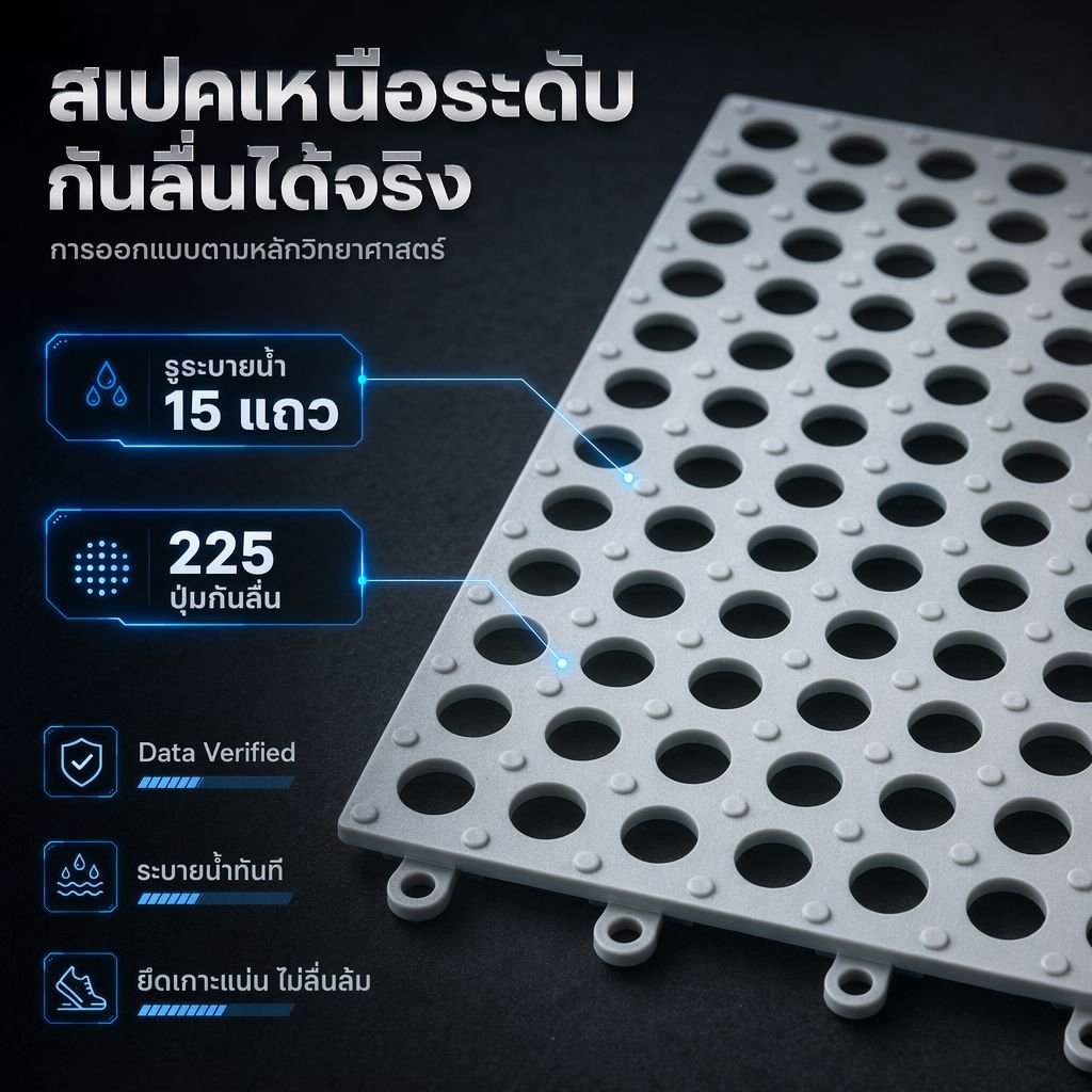แผ่นรองกันลื่นสำหรับห้องน้ำ แบบประกอบติดตั้งง่าย ใช้ในบ้าน