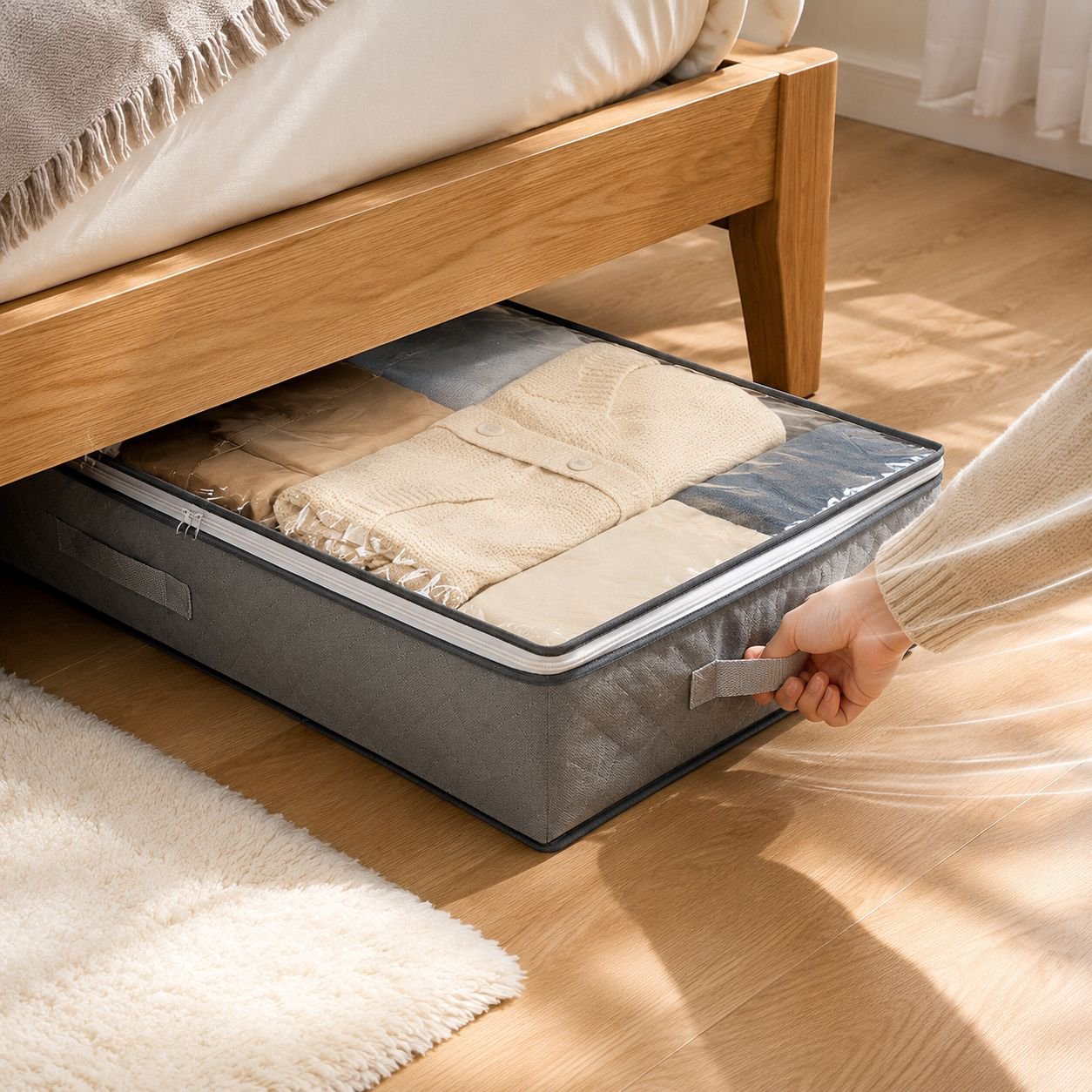 Clutter-free bedroom with under-bed storage