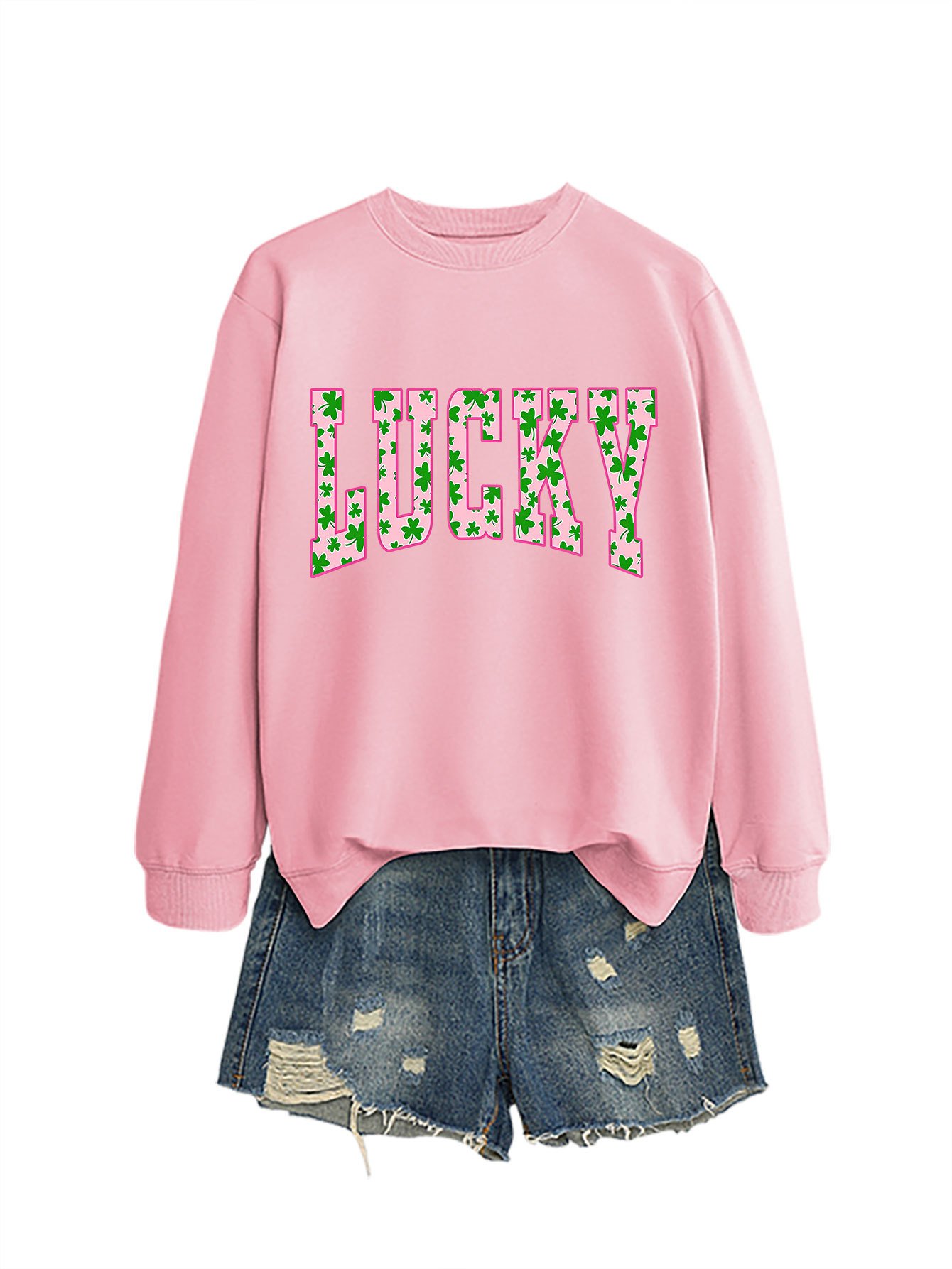 【Lucky Arrival】Pink Clover Women's Sweatshirt
