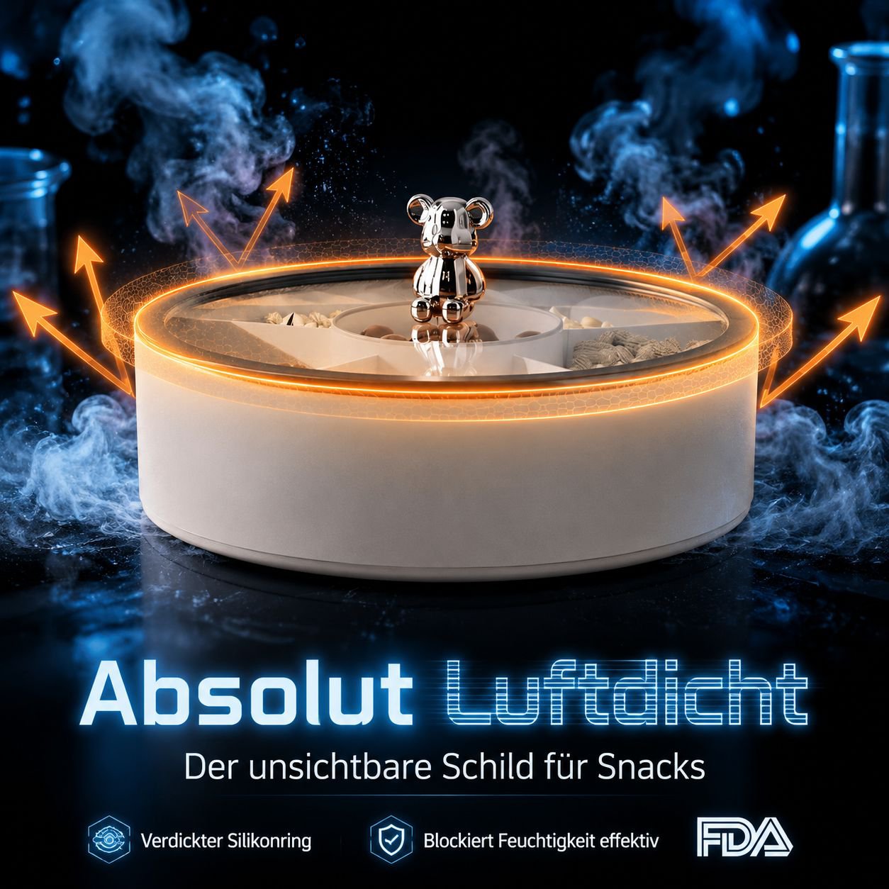Neue drehbare versiegelte Aufbewahrungsbox für Trockenfrüchte und Snacks