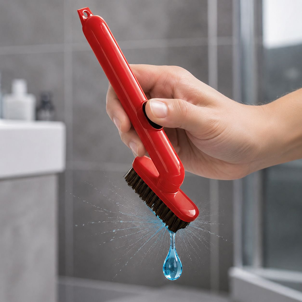 Brosse innovante pour nettoyer les coins de la salle de bain