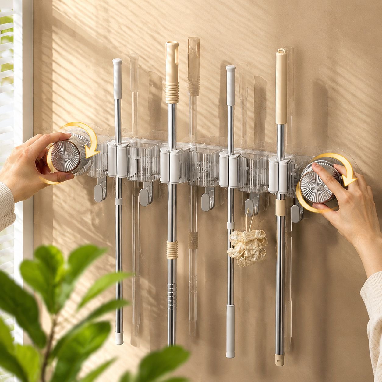 Home Multifunctional Organizer Joint row Bathroom Suction Cup Mop Clip