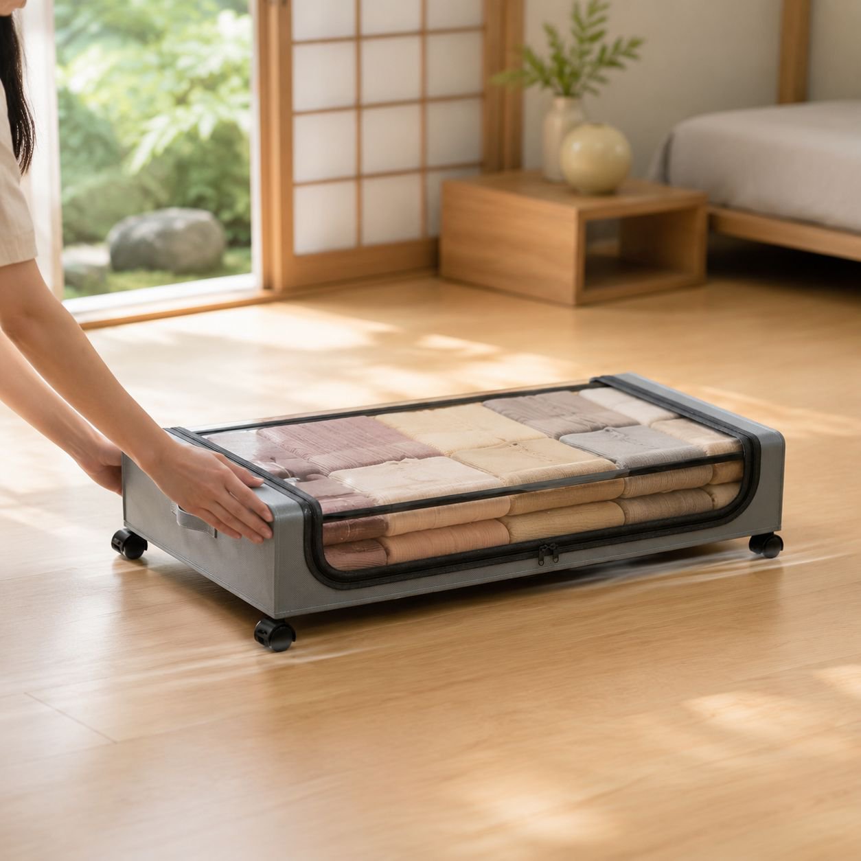 多機能ベッド下ローラー収納ボックス