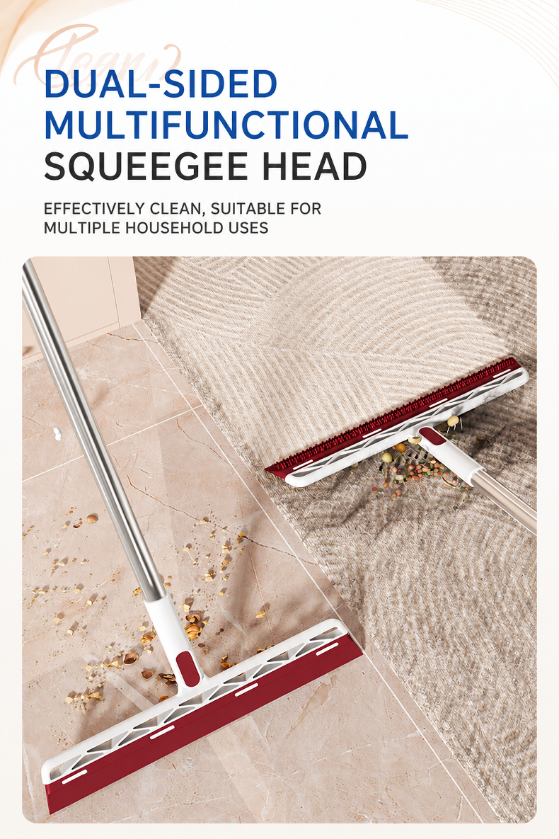 Efficient double-sided broom cleaning tiled floors