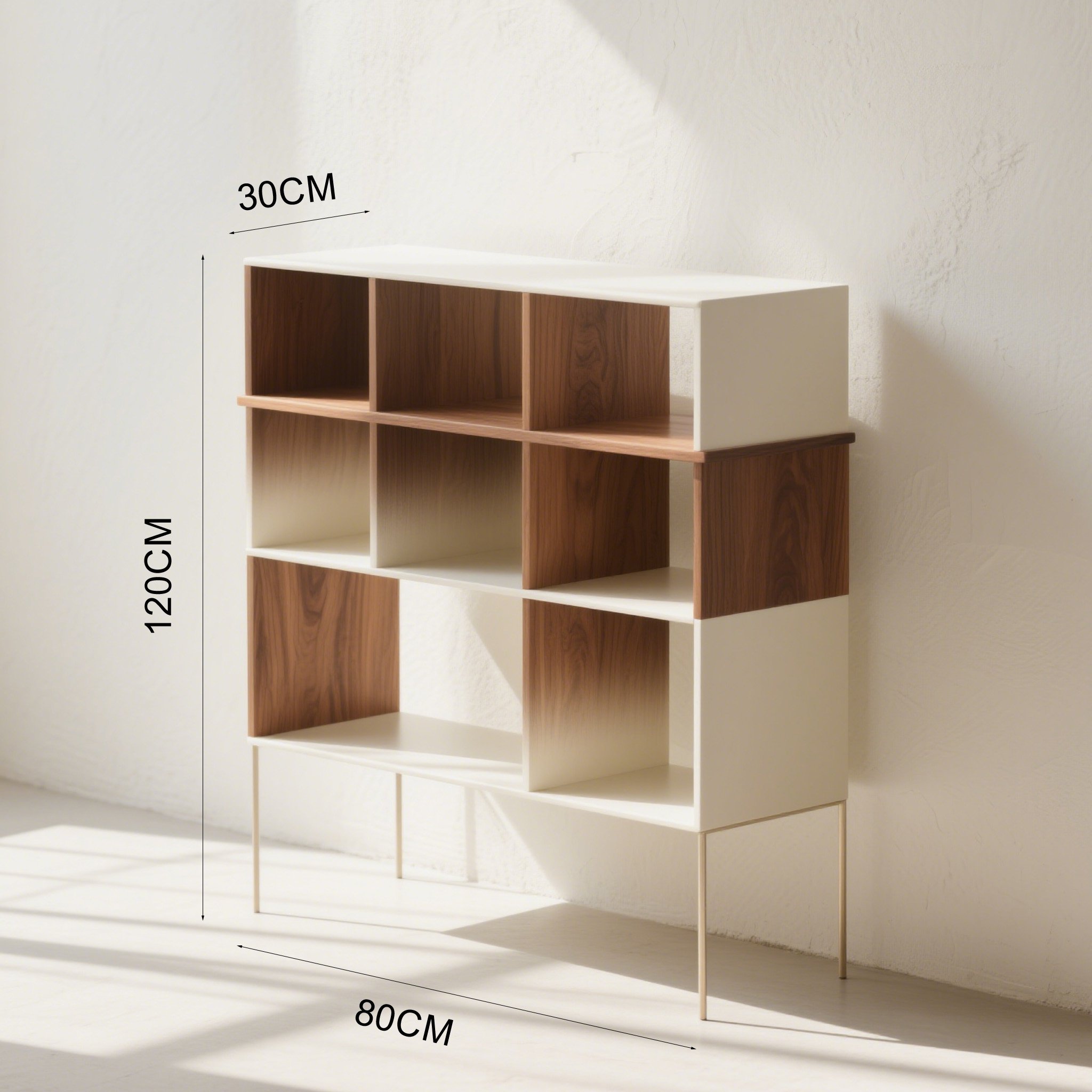 ชั้นวางของไม้หลายช่องขนาดใหญ่