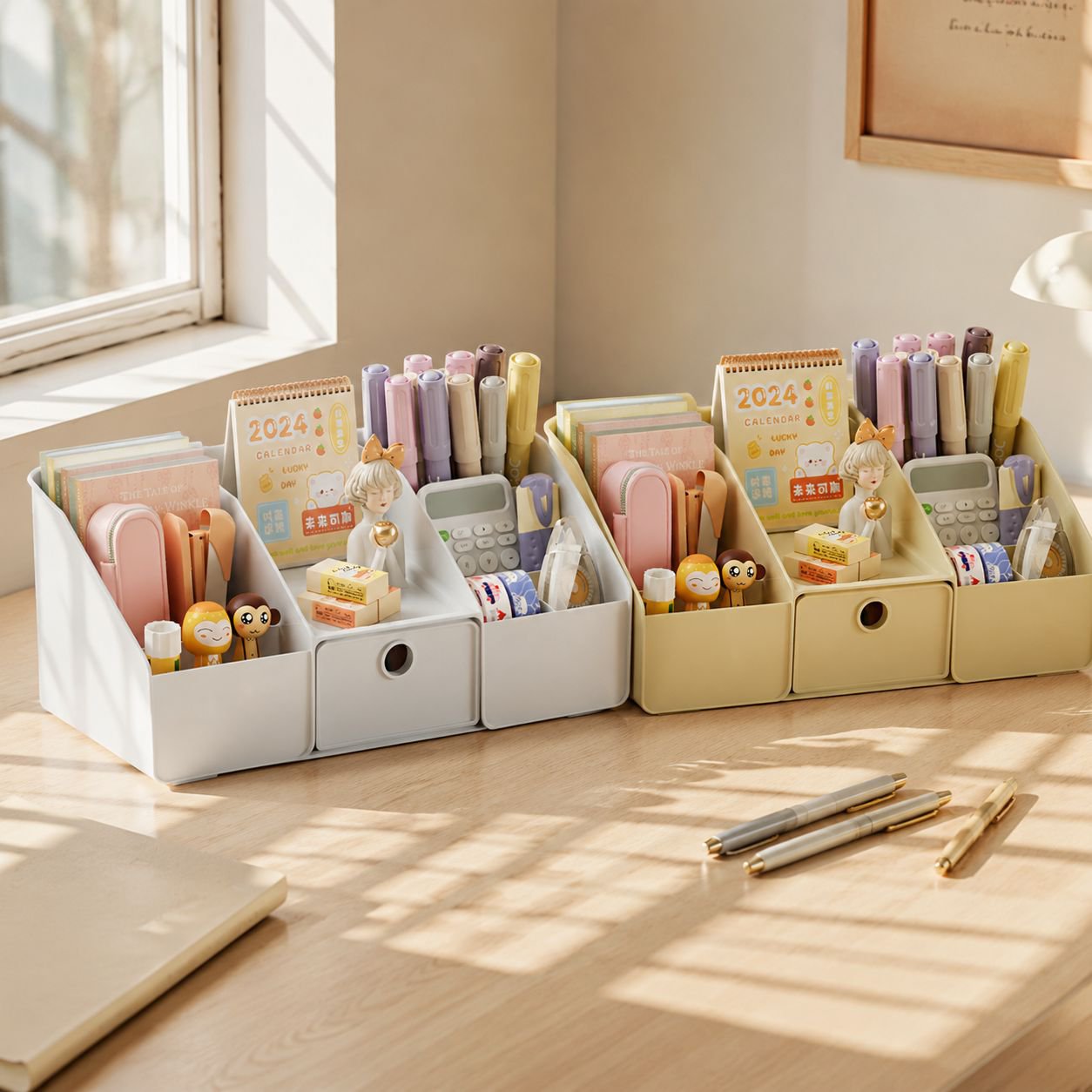 Desktop Organizer mit transparenten Schubladen für Make-up