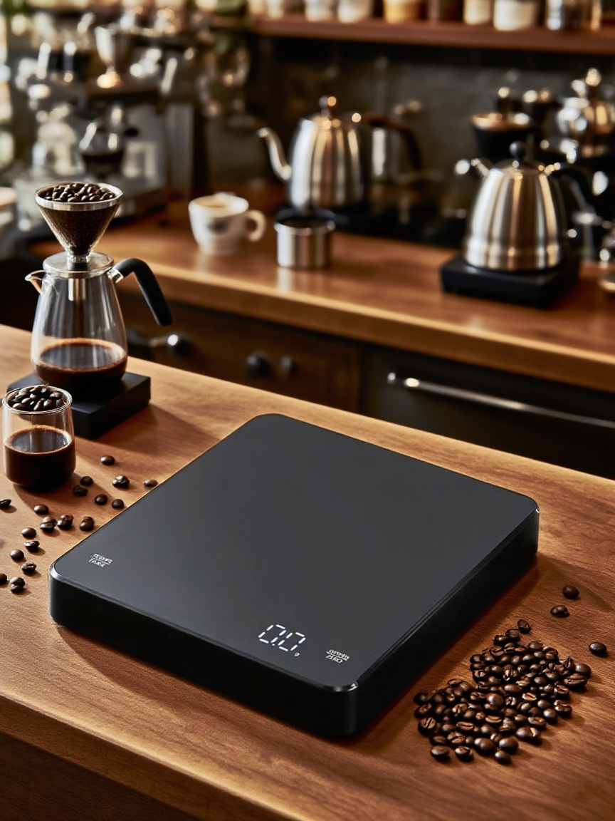 Digitální váha pro ruční přípravu kávy na stole