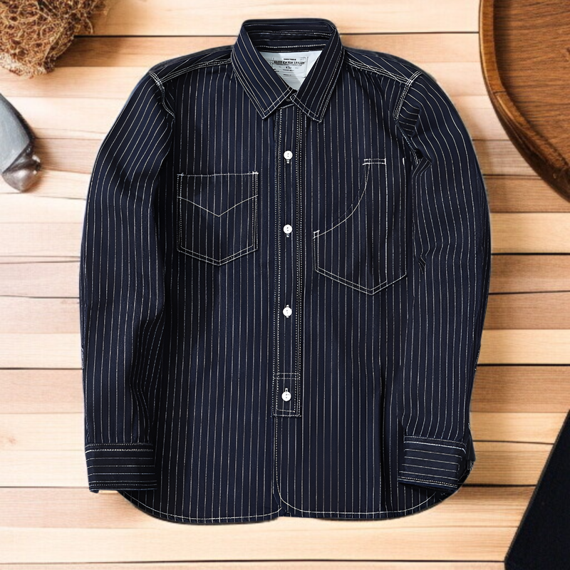 デニム素材の高品質ウエスタンシャツ