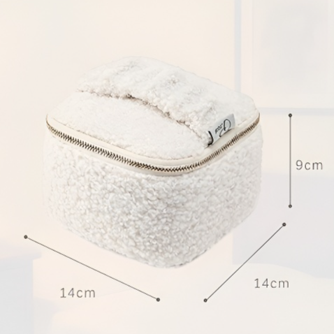 Pudełko na biżuterię z miękkiego baranka – wielofunkcyjna kosmetyczka z pluszu