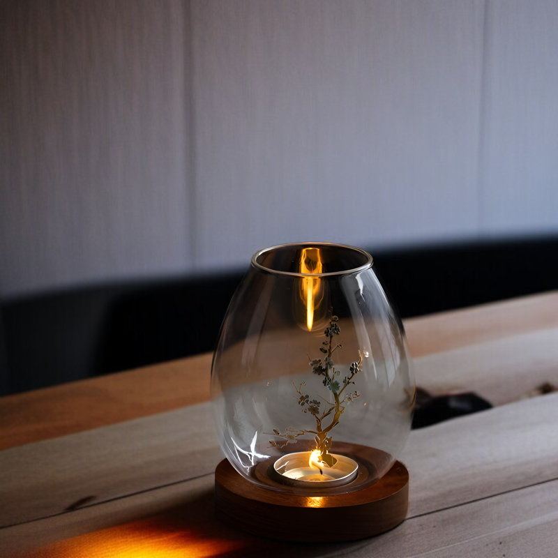 禅レトロなホームインテリアに合うガラス燭台