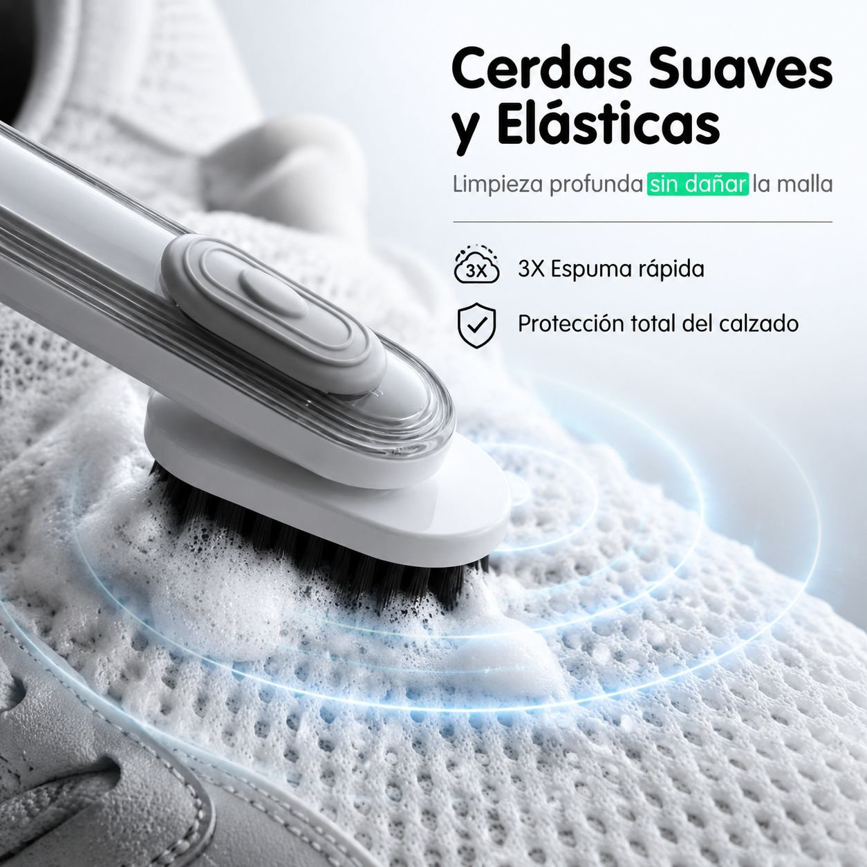 Cepillo multifuncional para zapatos de cerdas suaves, rellenable con líquido, para uso doméstico.
