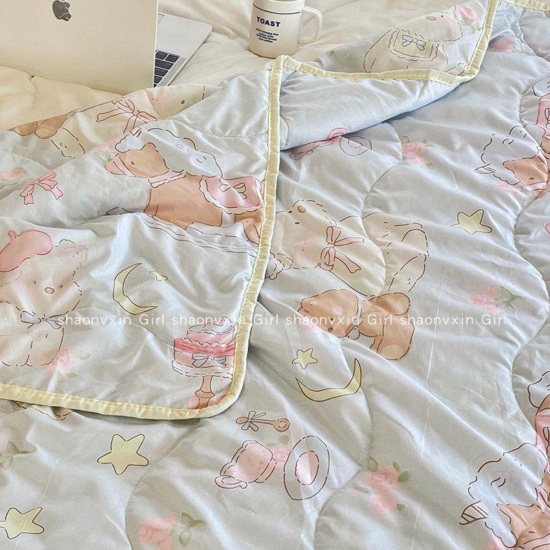 Summer Thin Blanket for Students, Cute Puppy Pattern for Dormitory