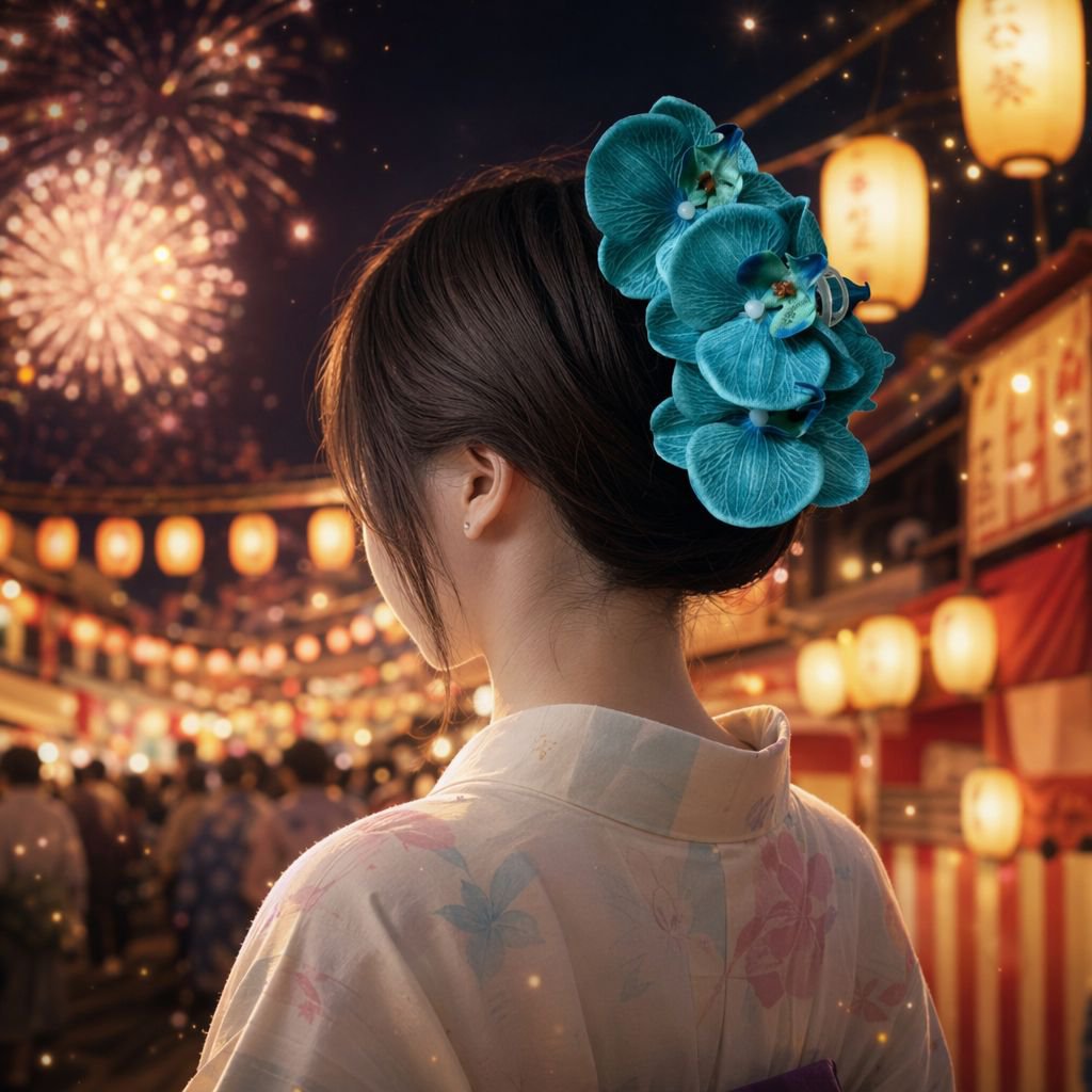 高級蘭シャーククリップ グラデーションフラワーヘアクリップ レディース多用途ヘアアクセサリー