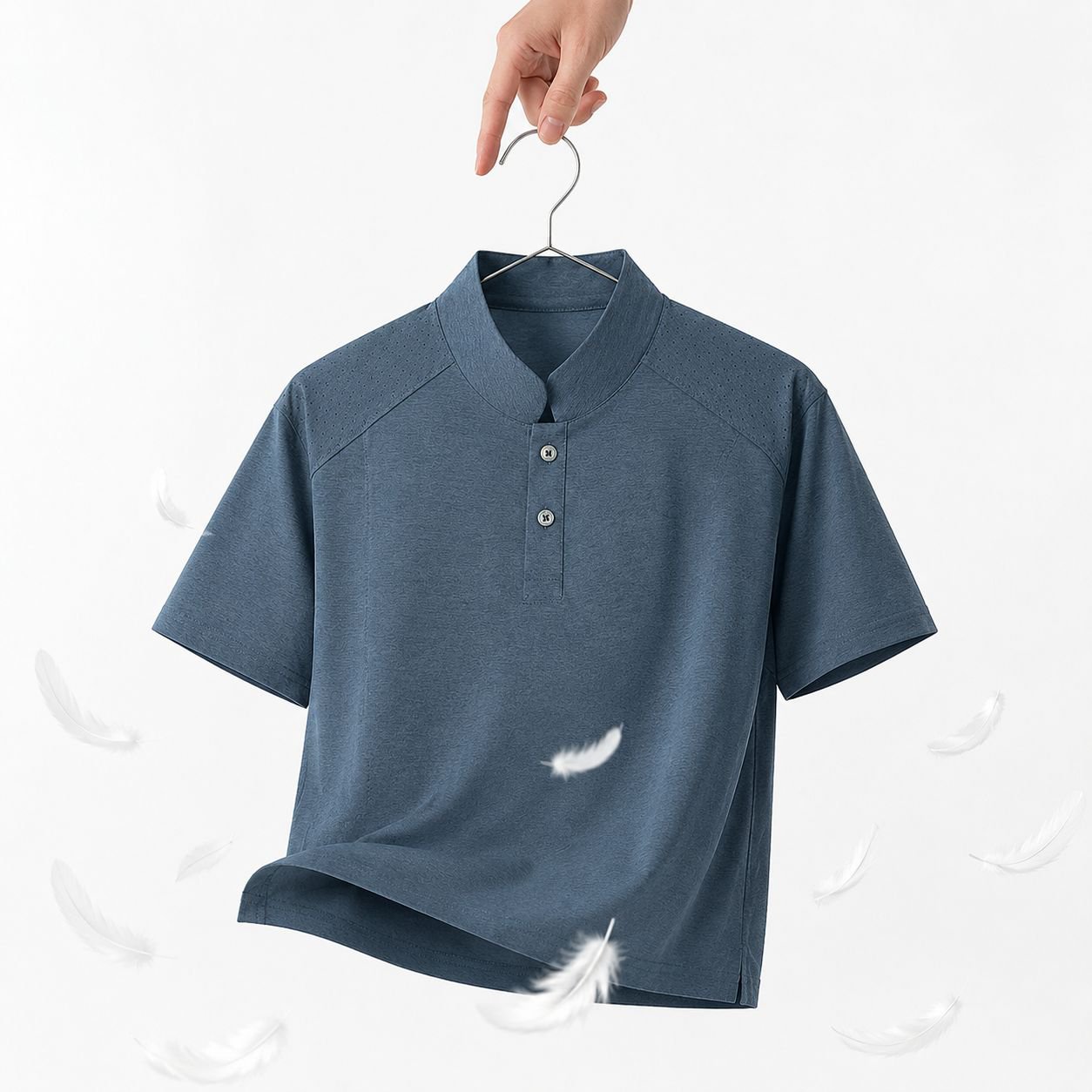 新作スタンドカラーTシャツのディテールアップ