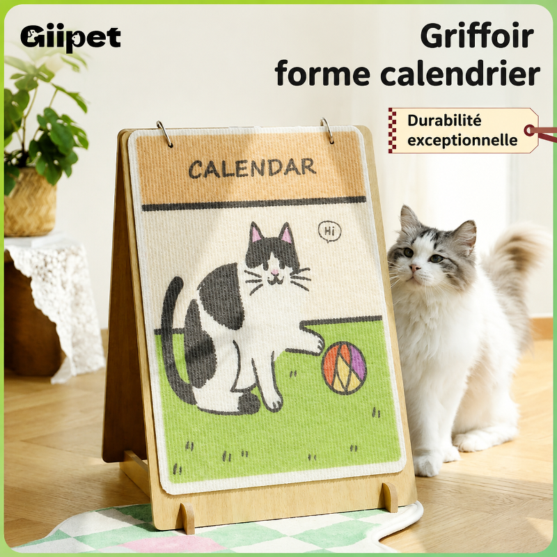 Grattoir pour chat résistant conçu pour limiter les peluches