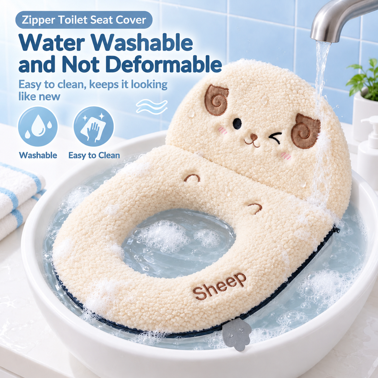 New style toilet seat cushion, cute and thickened plush, washable, suitable for all seasons, perfect