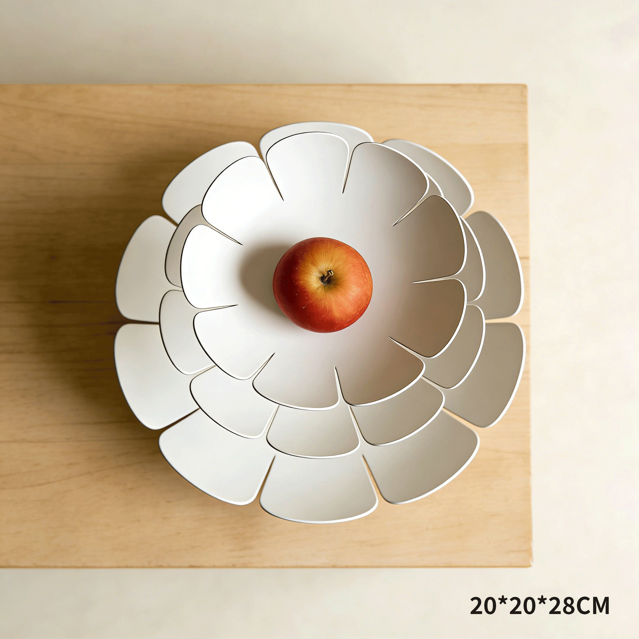 Detalle del diseño moderno de la bandeja de frutas