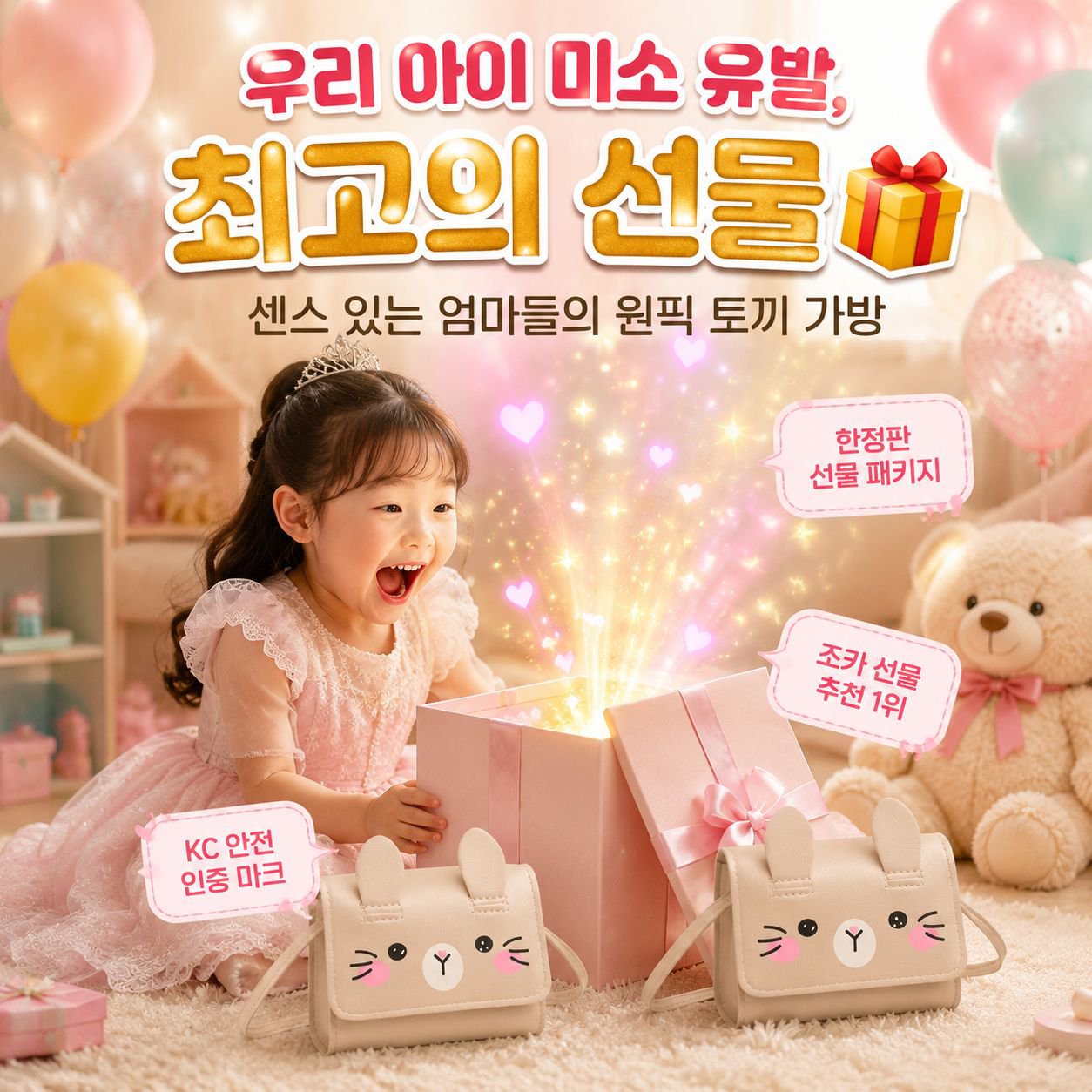 아동 귀여운 토끼 동전 지갑, 미니 크로스백