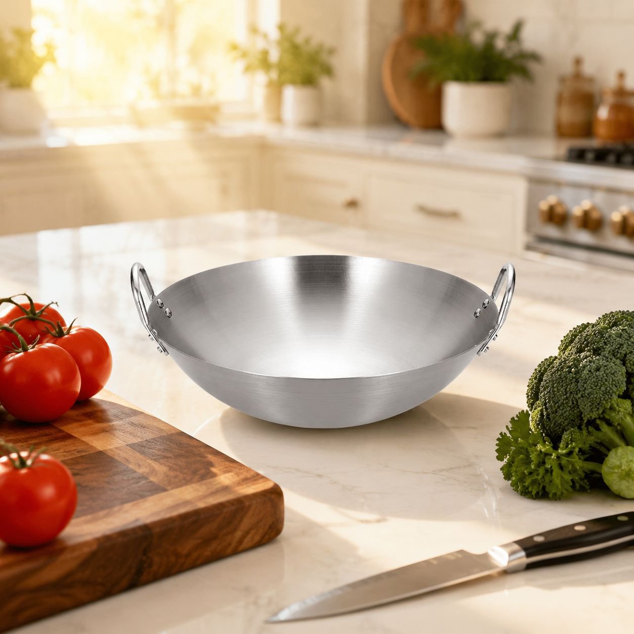 Commercial grade thick stainless steel frying pan