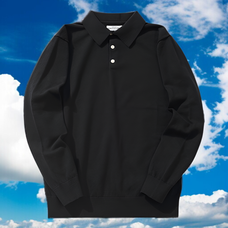 防寒暖かいラペル付き長袖Tシャツ着用イメージ