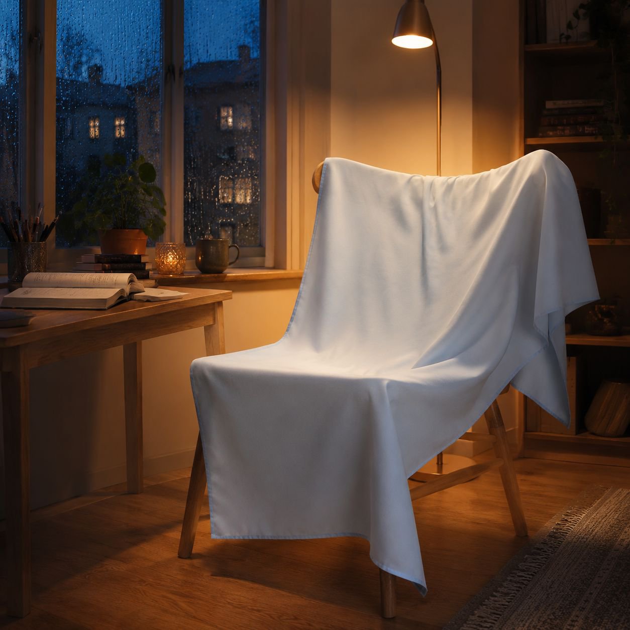 Soft washed cotton sheets with reactive dyeing on bed