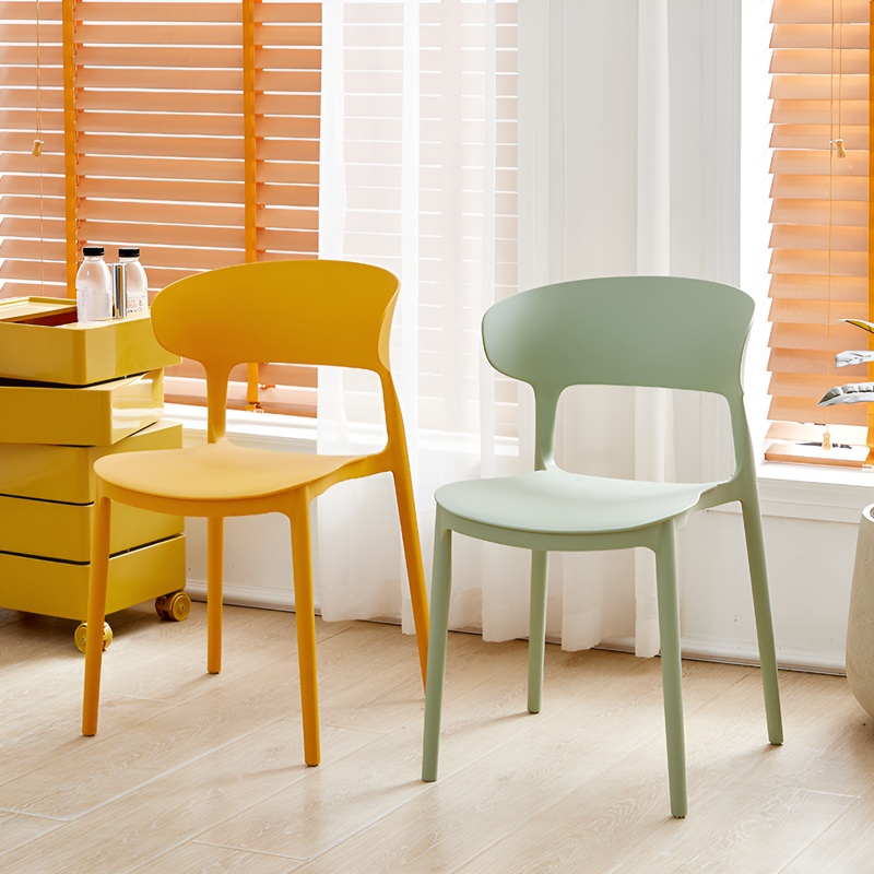 Household plastic chair with thickened backrest