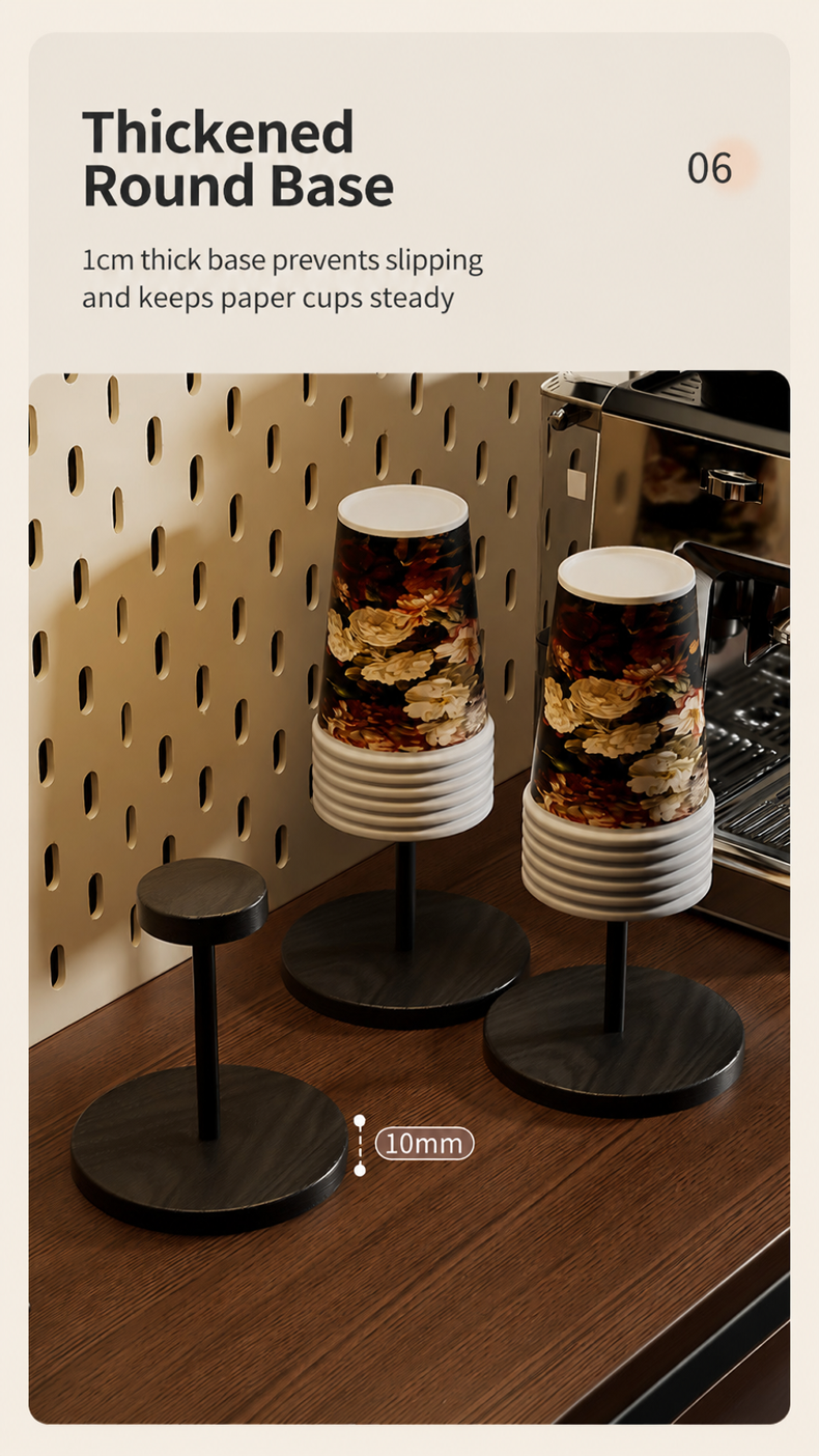 Compact solid wood cup holder for cafe and home counters