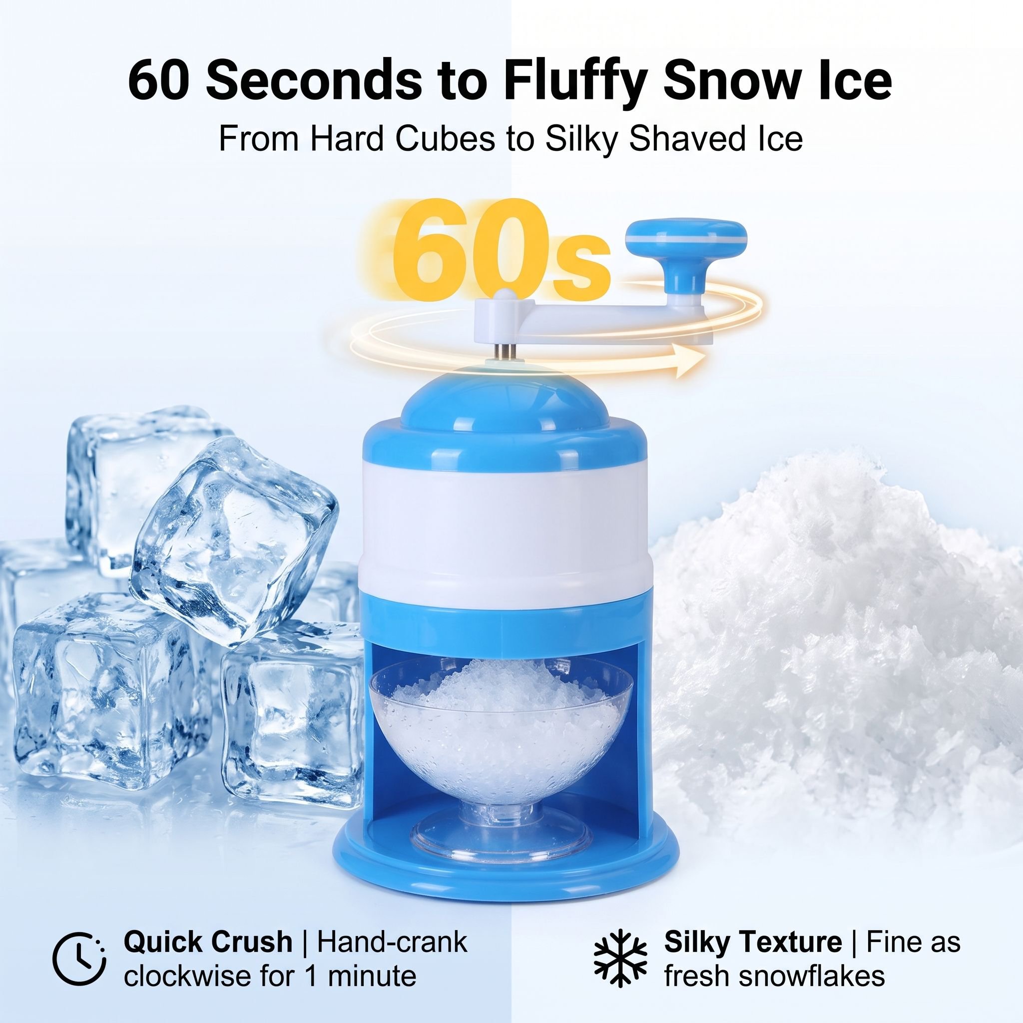 Portable Manual Ice Crusher, Household Ice Shaver for Drinks and Slushies