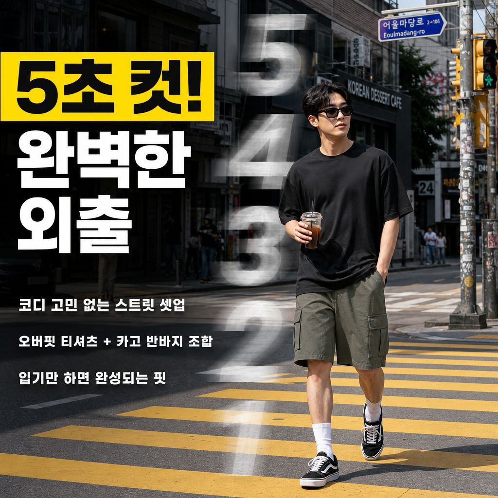 남성 루즈핏 반팔 티셔츠 세트 여름 워크숏 팬츠 트렌디 코디