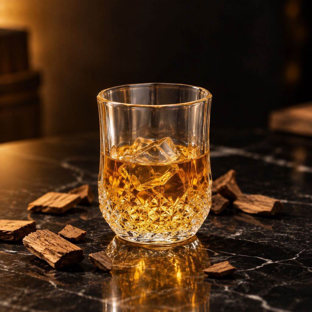 Glazen whiskyglas met diamantpatroon