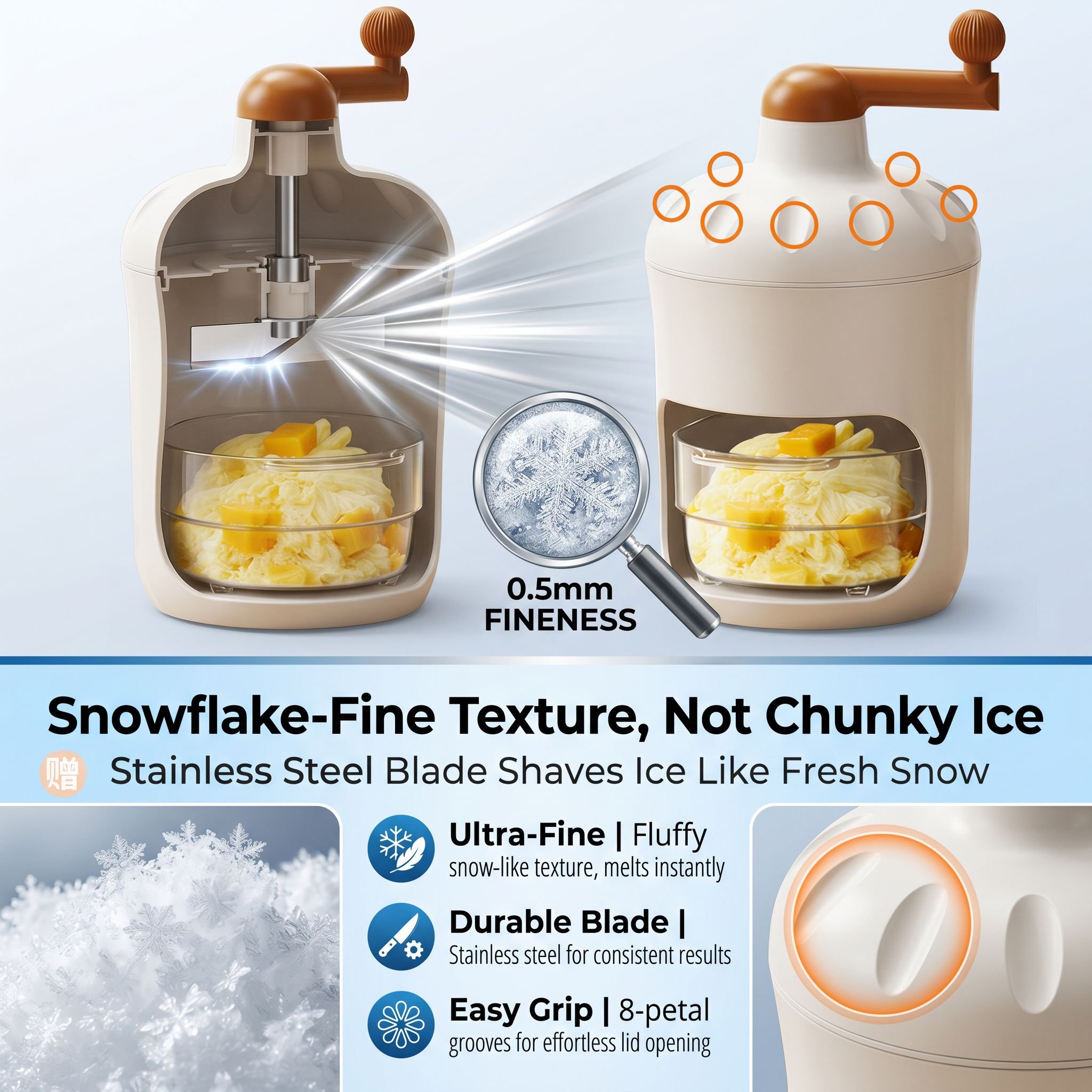 Household Small Manual Ice Shaver Creative Portable Ice Crusher
