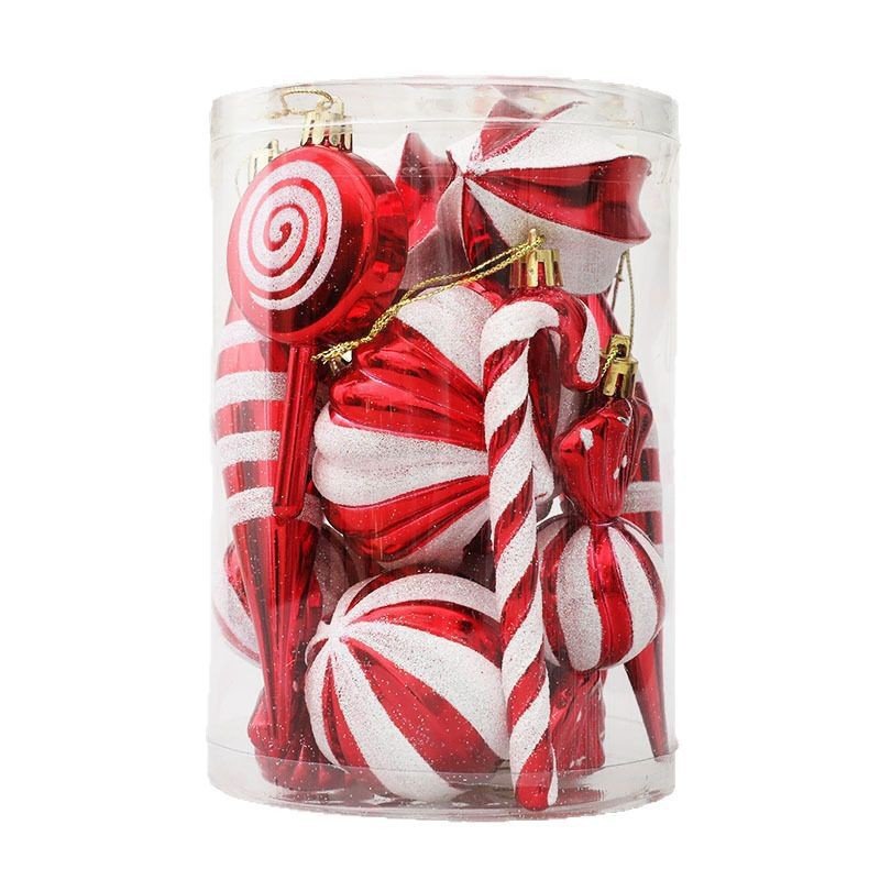 Decoración colgante de bola electrochapada, helado y piruleta para Navidad y hogar