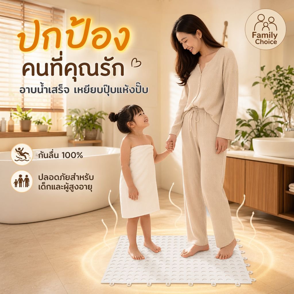 แผ่นรองกันลื่นสำหรับห้องน้ำ แบบประกอบติดตั้งง่าย ใช้ในบ้าน