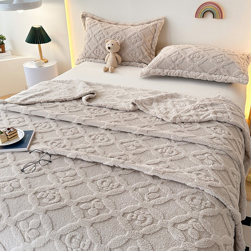 Samt Verdickte Korallenfleece Jacquard Decke Überwurfdecke