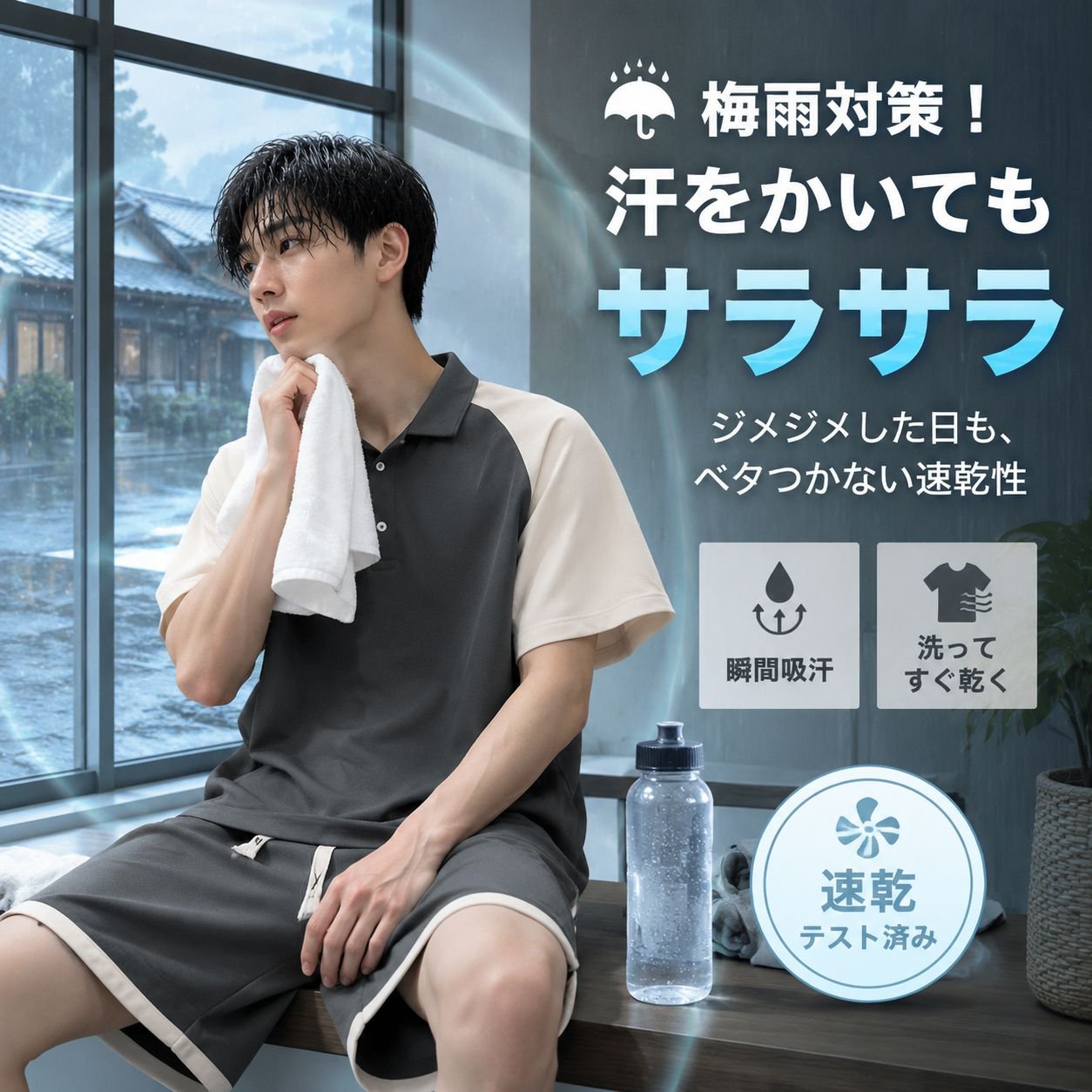 メンズファッショントレーニング2点セット（ワイドパンツ＋トップス）