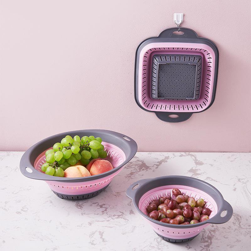 Multifunctional Foldable Kitchen Drain Basket Silicone Fruit and Vegetable Strainer