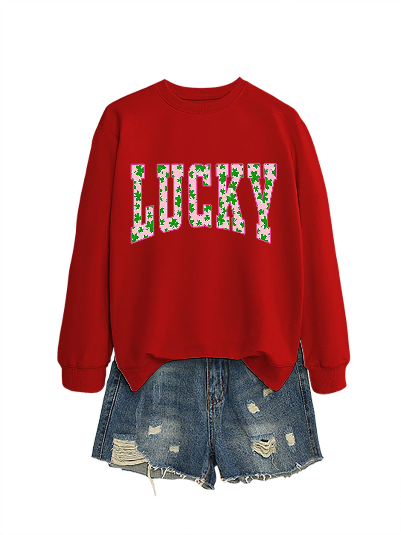 【Lucky Arrival】Pink Clover Women's Sweatshirt