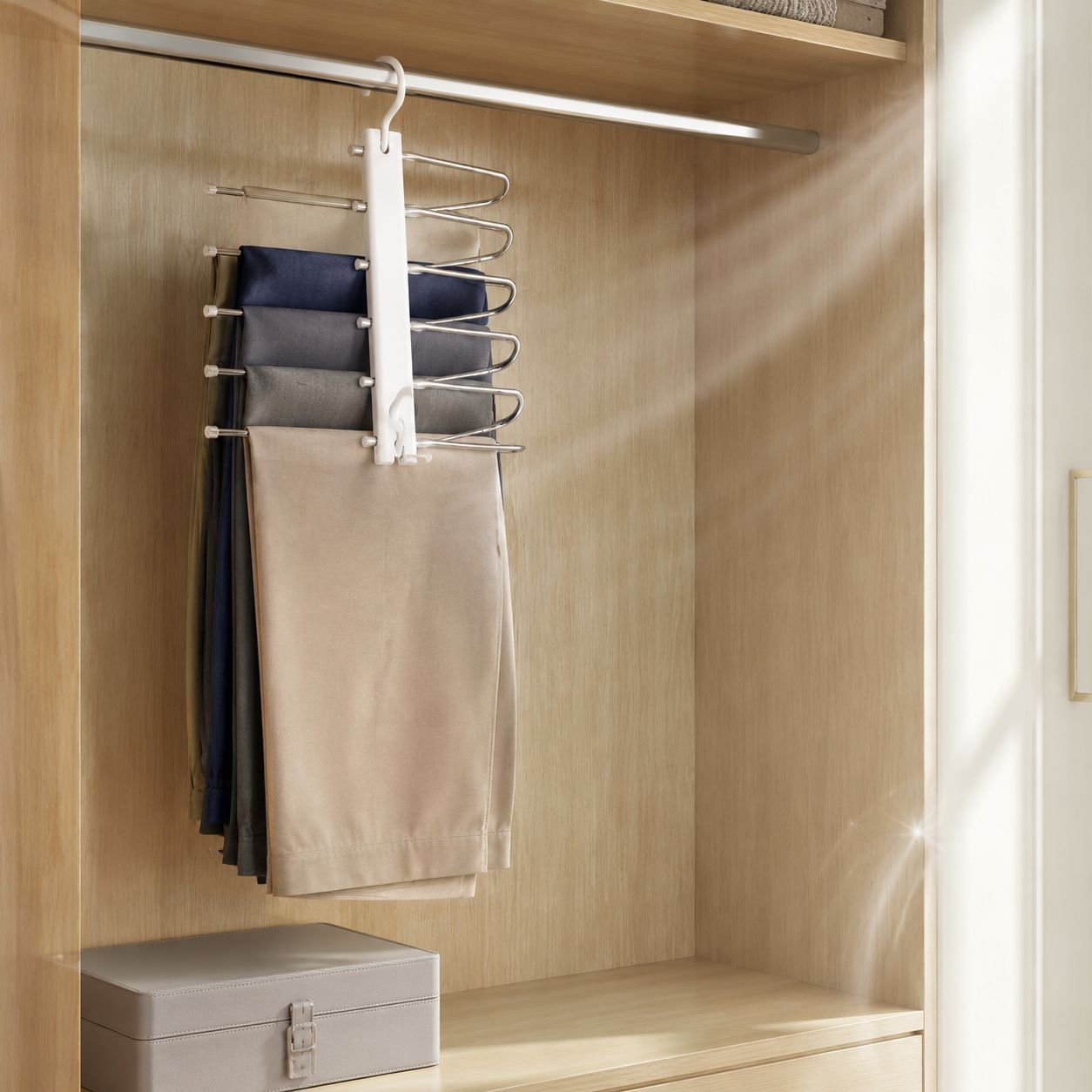 1pc/2pcs Multifunctional Stainless Steel Pants Rack - Foldable, Seamless, and Anti-Slip - Perfect fo