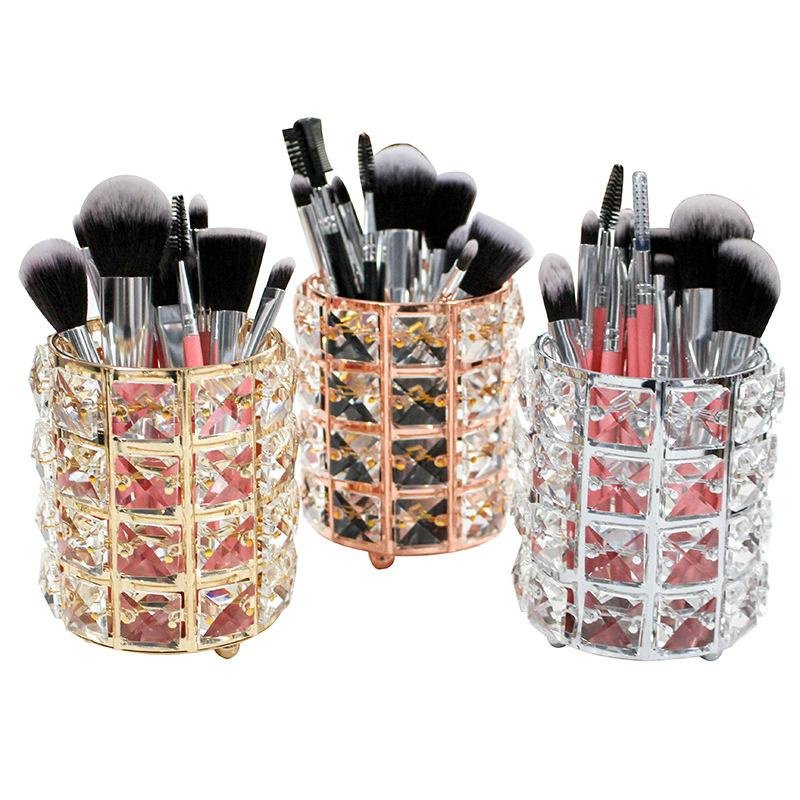 Hot sale crystal pen holder round desktop storage makeup brush holder makeup brush storage pen holde