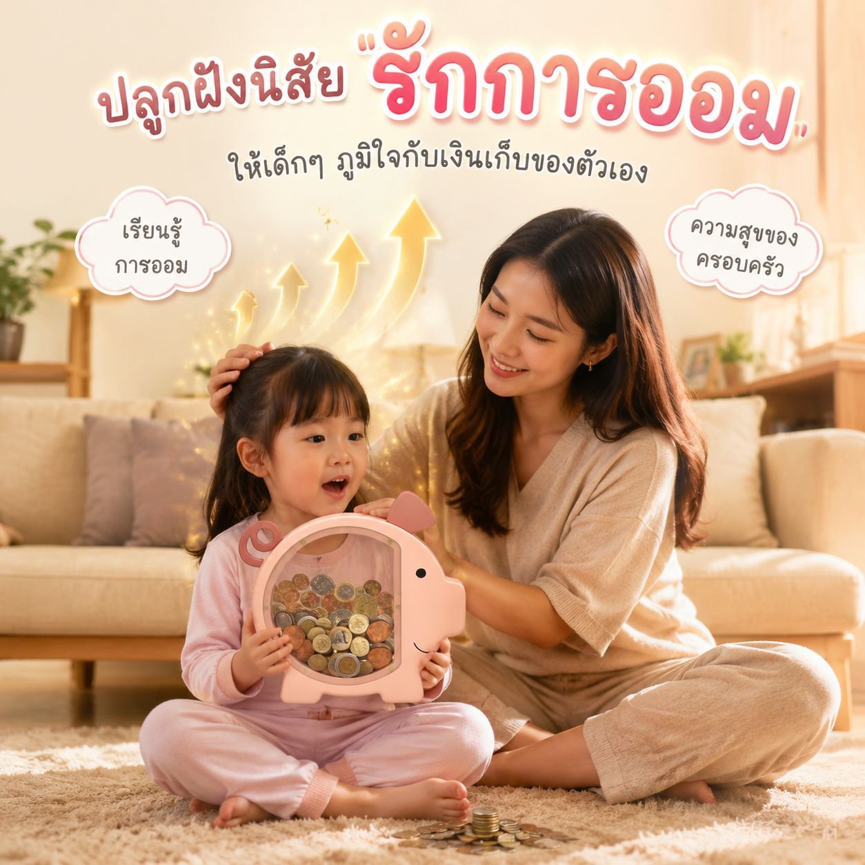 กระปุกออมสินไม้ใส ตกแต่งบ้าน รูปหมู