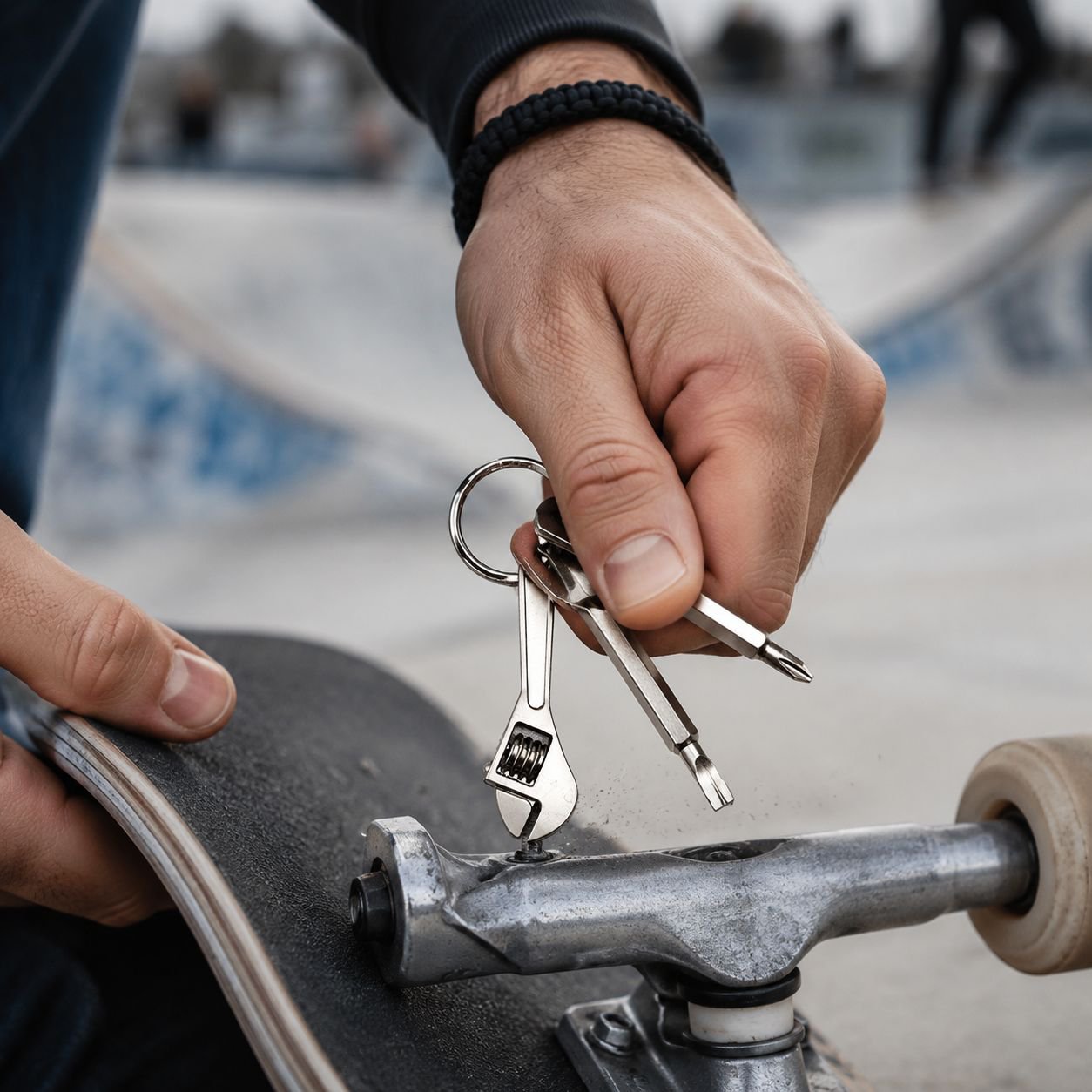 Portable metal keychain tool with bottle opener function