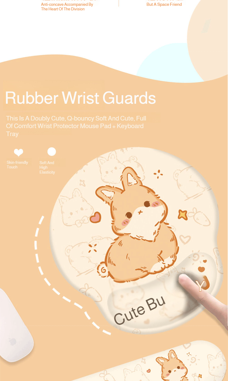 Pink kawaii mouse pad with wrist support
