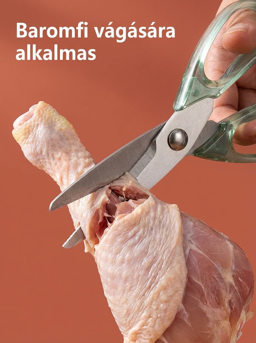 Rozsdamentes acél konyhai olló zöldség vágás közben